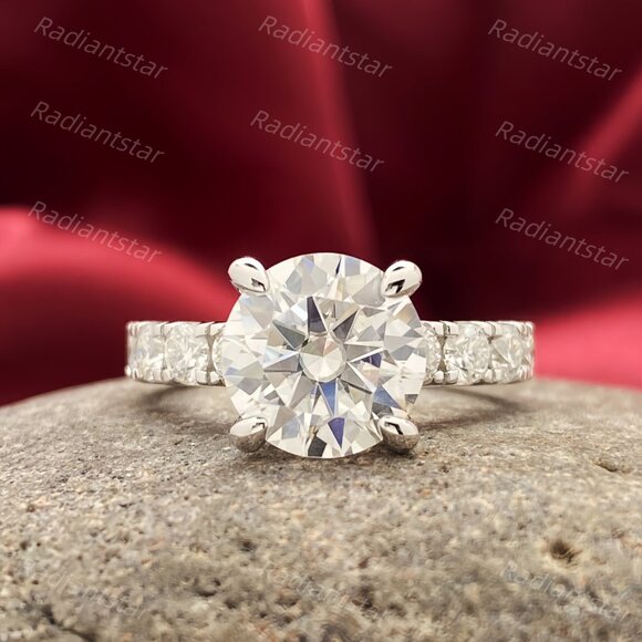 NEW Certified 4.3 ct. t.w. Moissanite 4 Prong Ring - Picture 1 of 8